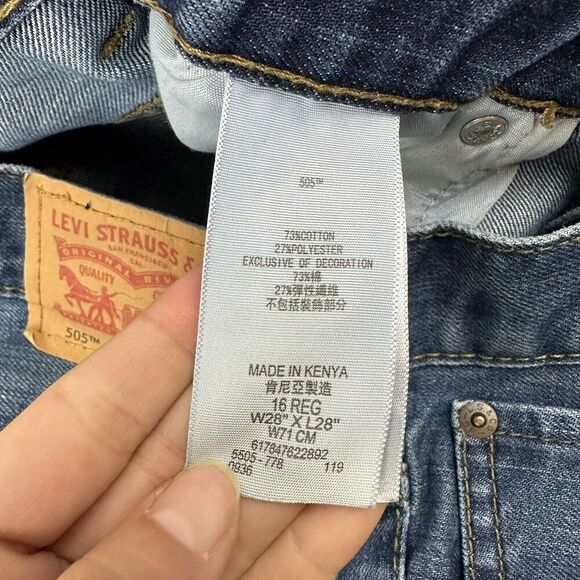Levi's Boys 505 Regular Fit Straight Leg Denim Blue Jeans Sz 16 Actual 29x31 - Picture 6 of 9